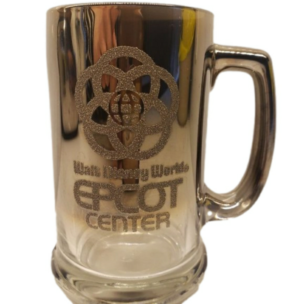 Halographic Walt Disney World Epcot Centre Beer Mug Grey Etched Vintage…